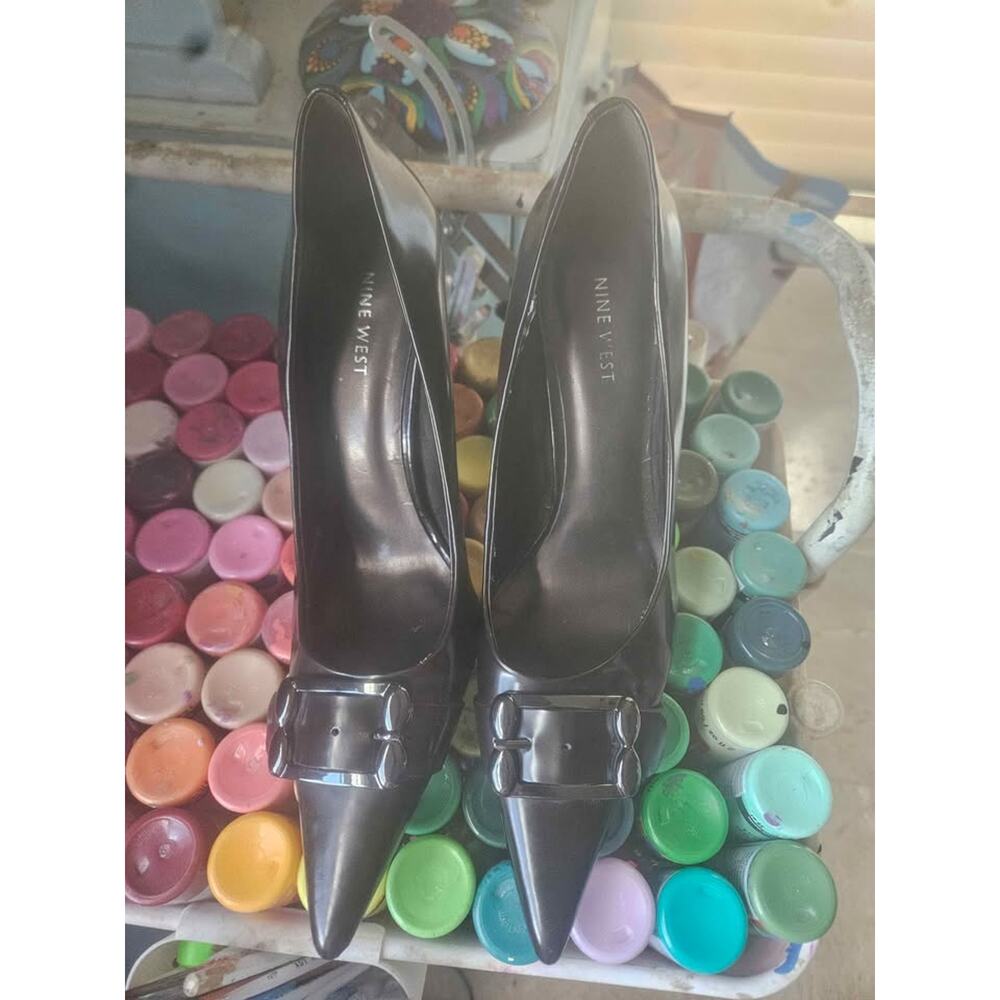 Nine West black patent heels size 9 - Picture 3 of 4